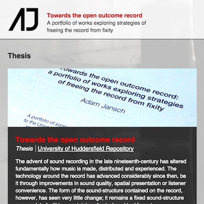 AJ | Code | AJ | Adam Jansch | All new Adam Jansch PhD website goes live