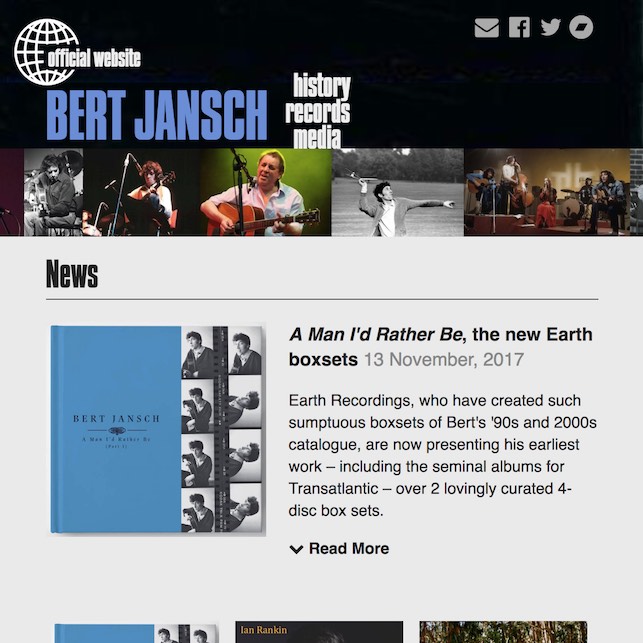 AJ | Code | Bert Jansch website | Bert Jansch website revamp goes live
