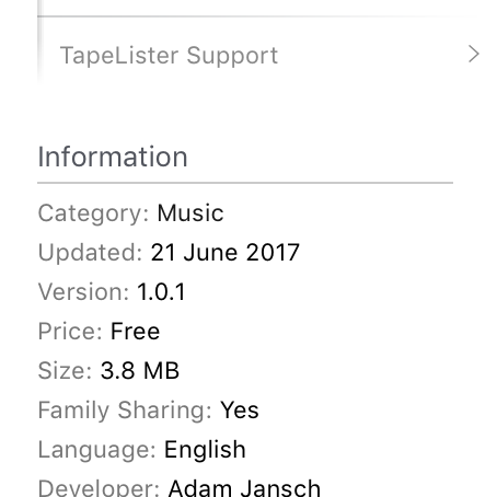 AJ | Code | TapeLister | TapeLister v1.0.1 now available